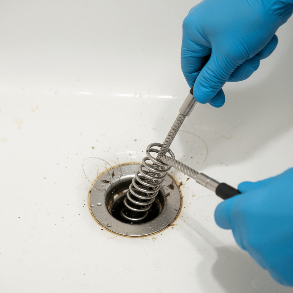 Detaillierte Ansicht einer Spirale im Abfluss Rohr